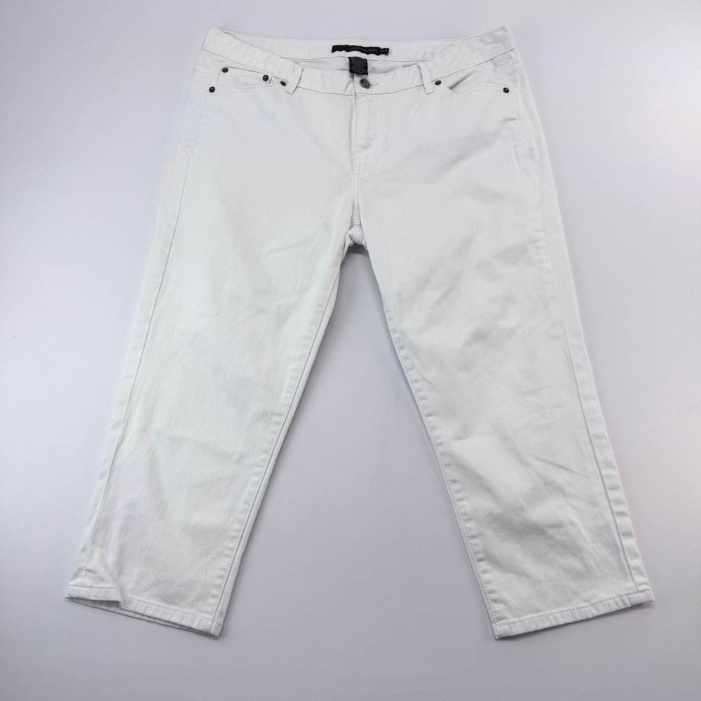 Calvin Klein Jeans Womens 33/16 White Denim Capri Cropped Pants Stretch Mid Rise